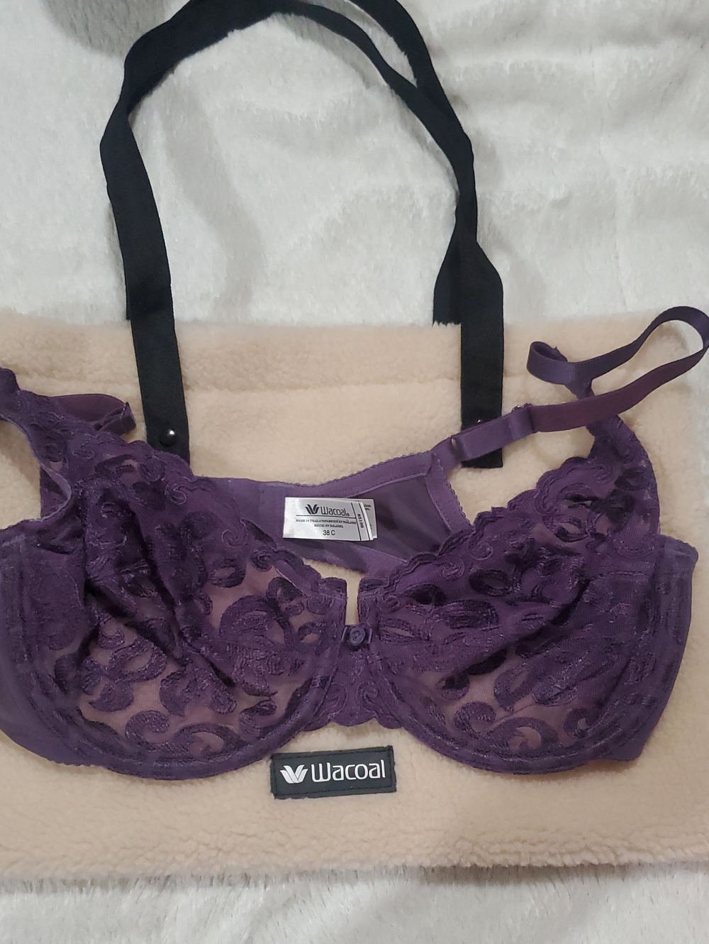 Wacoal Plum Lace Underwire Bra With Bag